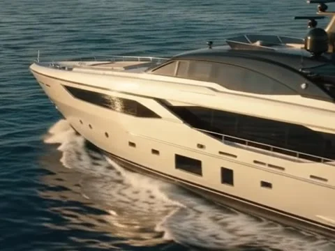 A yacht cruising across open water