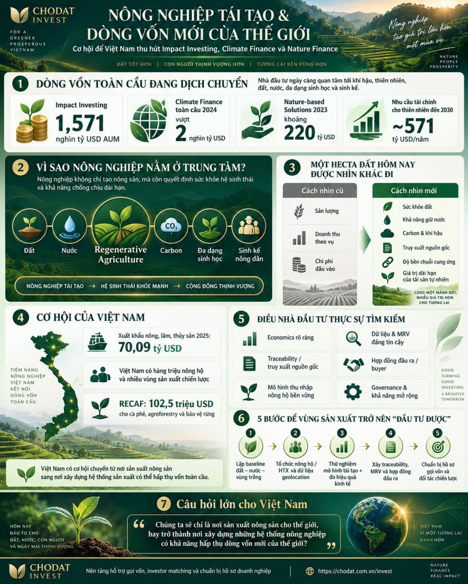 Nông nghiệp tái tạo - dòng vốn M&A: Cơ hội để Việt Nam hút Impact Investing, Climate Finance, Nature