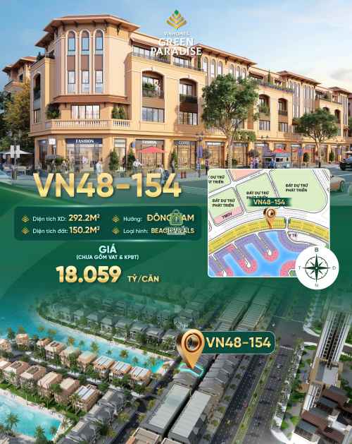 Nhà phố - Biệt thự biển VN48-154 Vịnh Ngọc Vinhomes Green Paradise CG