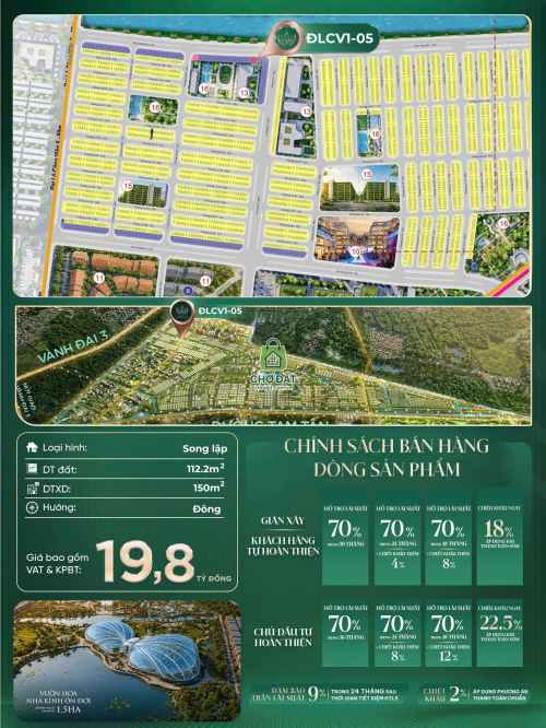 Biệt thự song lập ĐLCV1-05 mặt tiền đại lộ 42m Vinhomes Saigon Park