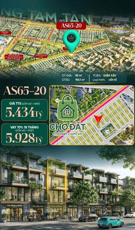 Nhà phố Làng Đại Học AS65-20 Vinhomes Saigon Park 5x10m2 chỉ 5.4 tỷ