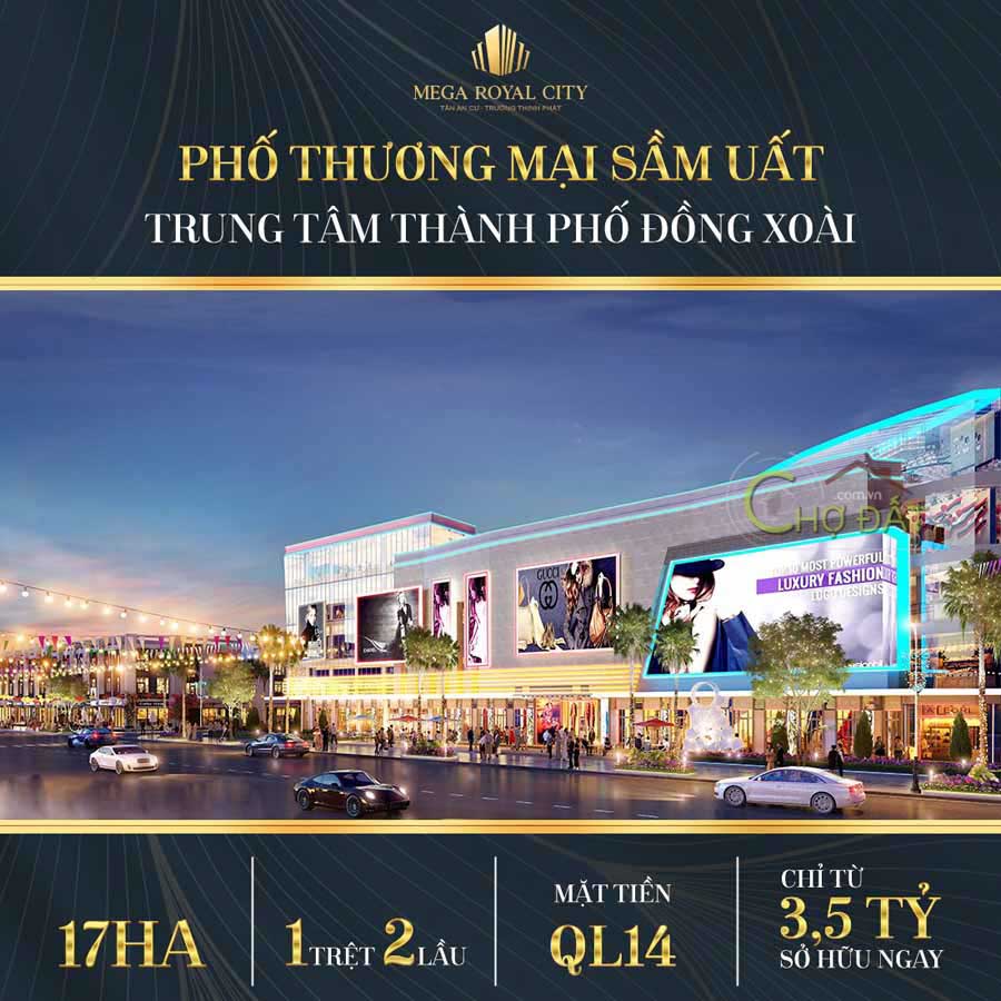 Trung tâm thương mại duy nhất tại Shophouse Nhà phố thương mại Biệt thự Mega Royal City Đồng Xoài Bình Phước giá chỉ 3.5 tỷ - Chợ Đất
