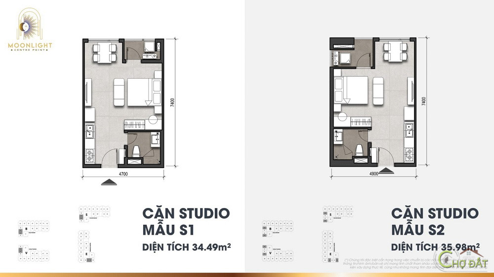 Thiết kế căn hộ studio dự án Moonlight Centre Point