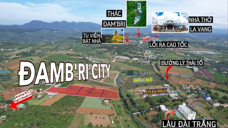 Bản đồ vị trí đất nền biệt thự Homestay nghỉ dưỡng Đambri Bảo Lộc - Lâm Đồng - Chợ Đất