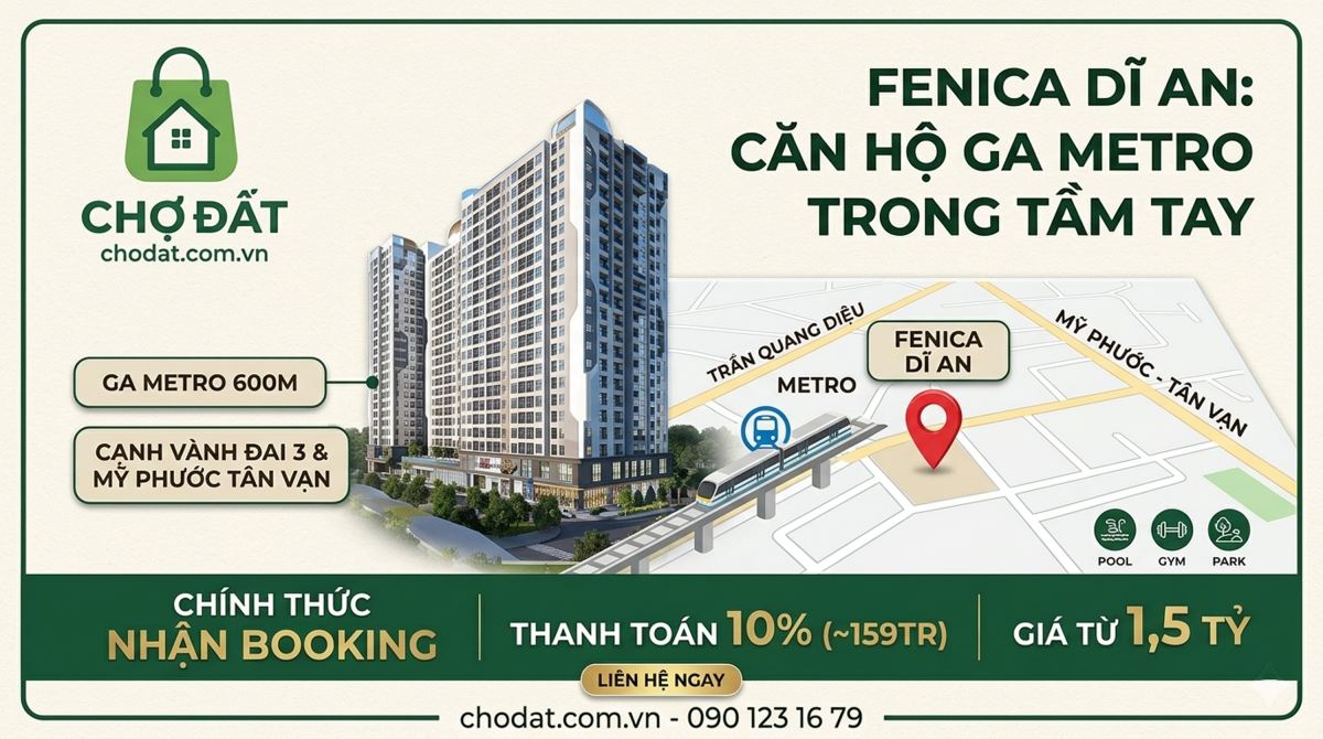 Căn hộ Fenica Dĩ An - Đất Xanh: Thanh Toán chỉ 10% (159 Triệu) Ký HĐMB - Giá Từ 1.5 Tỷ/căn an cư lý tưởng