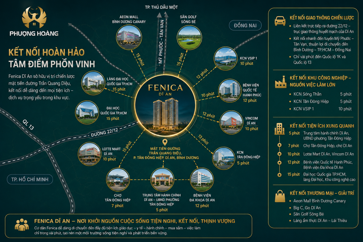Vị trí chiến lược căn hộ The Fenica Dĩ An - Đất Xanh