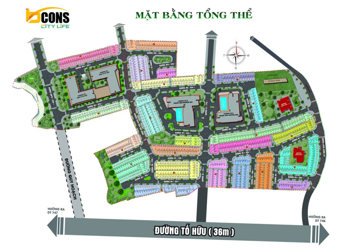 Mặt bằng tổng thể quy mô Nhà phố Bcons City Life - VSIP 3