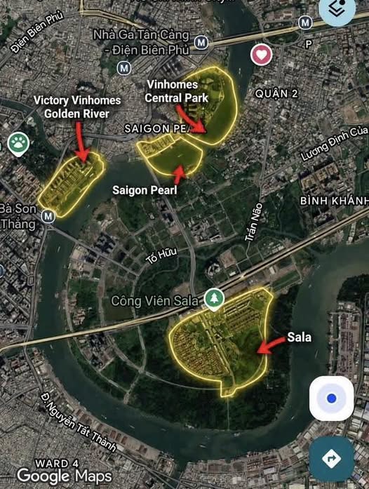 Bảng giá Biệt thự Vinhomes Golden River Ba Son - Biệt thự Sala Thủ Thiêm - Biệt thự Vinhomes Central Park Tân Cảng - Biệt thự Saigon Pearl 