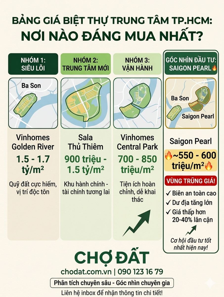 Bảng Giá Biệt Thự Trung Tâm TP.HCM: Nơi Nào Đáng Đầu Tư Mua Ở Nhất Hiện Tại ?!