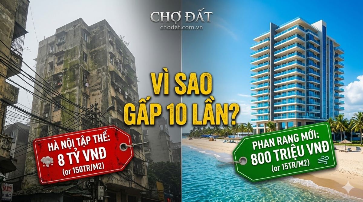 NGHỊCH LÝ BẤT ĐỘNG SẢN VIỆT NAM: TẠI SAO CĂN HỘ CŨ HÀ NỘI ĐẮT GẤP 10 LẦN NHÀ MỚI PHAN RANG?