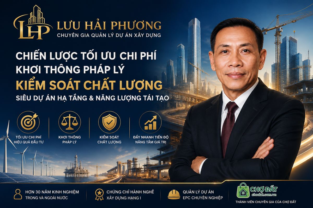 Sở hữu 25+ năm kinh nghiệm thực chiến toàn cầu, Chuyên gia Lưu Hải Phương cung cấp các gói tư vấn quản lý, giám sát tối cao EPC chất lượng chuẩn quốc tế