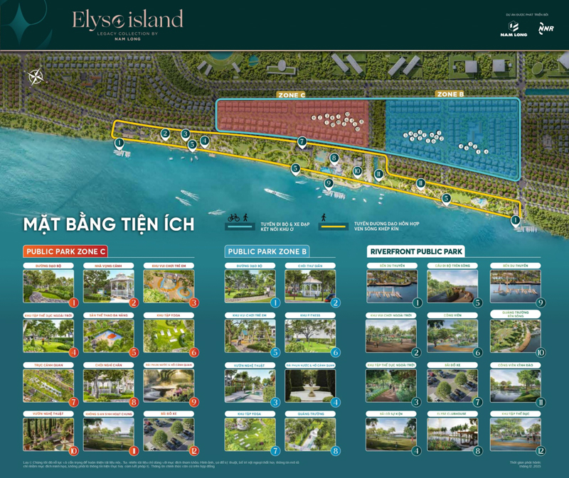 Mặt bằng tiện ích Biệt thự đảo Elyse Island Nam Long - Đại Phước - Nhơn Trạch - Đồng Nai