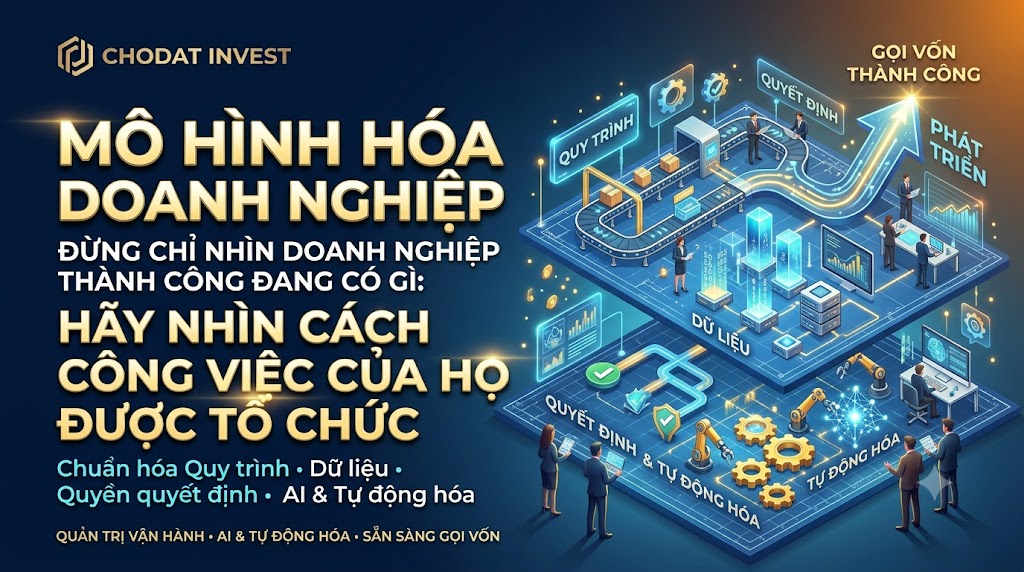 Cẩm nang chuyên sâu về mô hình hóa doanh nghiệp: cách bóc tách quy trình, dữ liệu, trách nhiệm, quyền quyết định, CRM, tự động hóa và AI xây hệ thống vận hành
