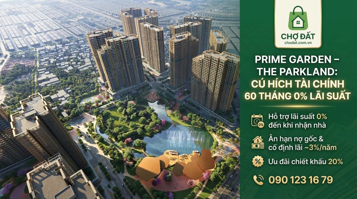 PRIME GARDEN – THE PARKLAND: CHIẾN LƯỢC TÀI CHÍNH 60 THÁNG PHÁ BĂNG THỊ TRƯỜNG BẤT ĐỘNG SẢN CĂN HỘ