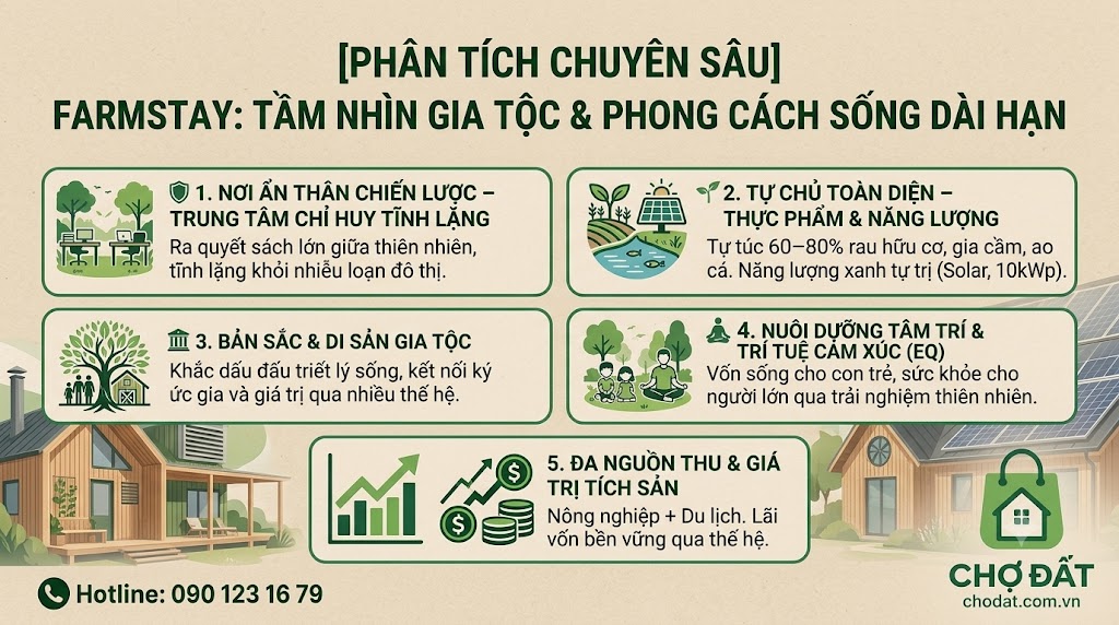 Vượt lên trên những BĐS thông thường, Farmstay bài bản là thiết kế cuộc đời — Nơi chữa lành tâm trí, nuôi dưỡng EQ cho con trẻ và tích lũy dòng tiền bền vững