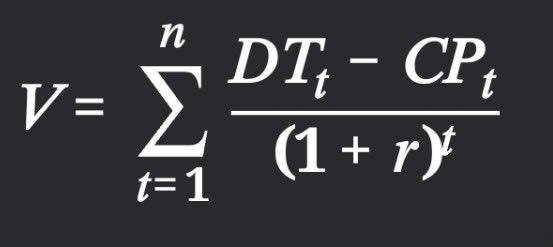 công thức xác định giá trị bất động sản V dựa trên dòng tiền chiết khấu