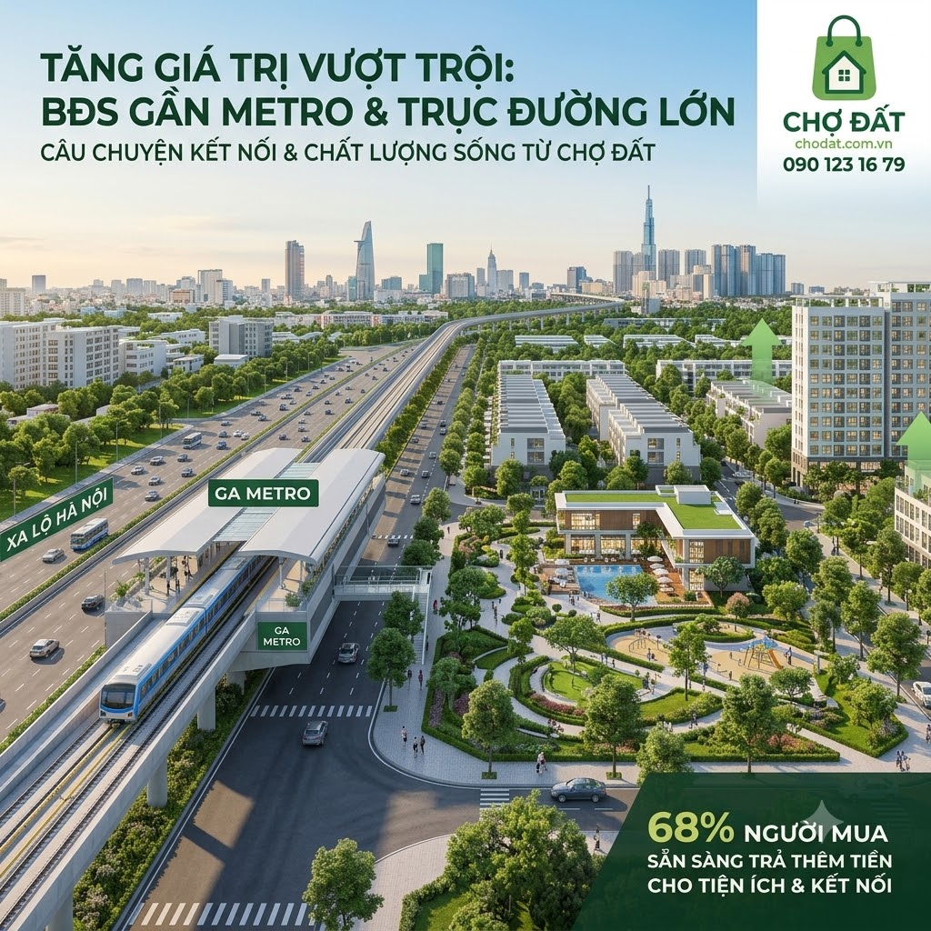 Khảo sát cho thấy 68% người mua sẵn sàng trả thêm tiền cho BĐS gần Metro và giao thông thuận tiện. Tìm hiểu nguyên nhân vì sao hạ tầng kết nối lại quyết định