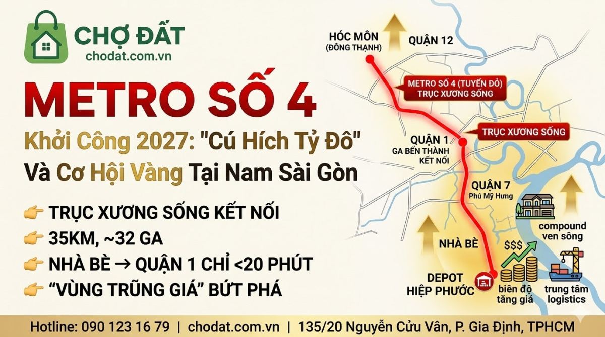 Tuyến Metro số 4: Kết nối từ trung tâm thành phố qua Quận 7 về đến Nhà Bè và Cần Giờ