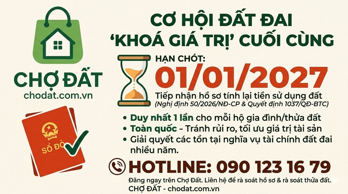 Hạn Chót 01/01/2027: Cơ Hội Duy Nhất Tính Lại Tiền Sử Dụng Đất Toàn Quốc - Thực hiện ngay
