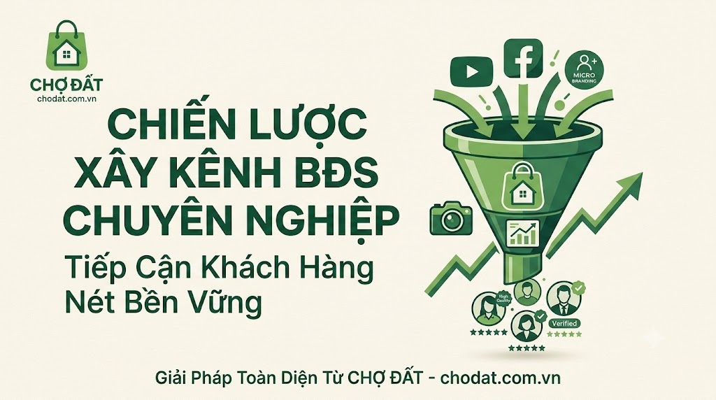 Bí quyết xây kênh BĐS ra đơn thực tế, định hình thương hiệu cá nhân và tiếp cận khách hàng nét bền vững. Giải pháp marketing BĐS toàn diện từ Chợ Đất