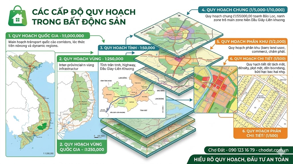 Cẩm nang phân biệt quy hoạch quốc gia, vùng, tỉnh, phân khu đến quy hoạch chi tiết 1/500. Check quy hoạch uy tín, liên hệ Chợ Đất ngay: 090 123 16 79