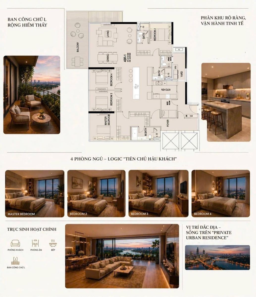 Tổng Quan Thông Số Kỹ Thuật Layout 4 phòng ngủ SonKim Land Thủ Thiêm
