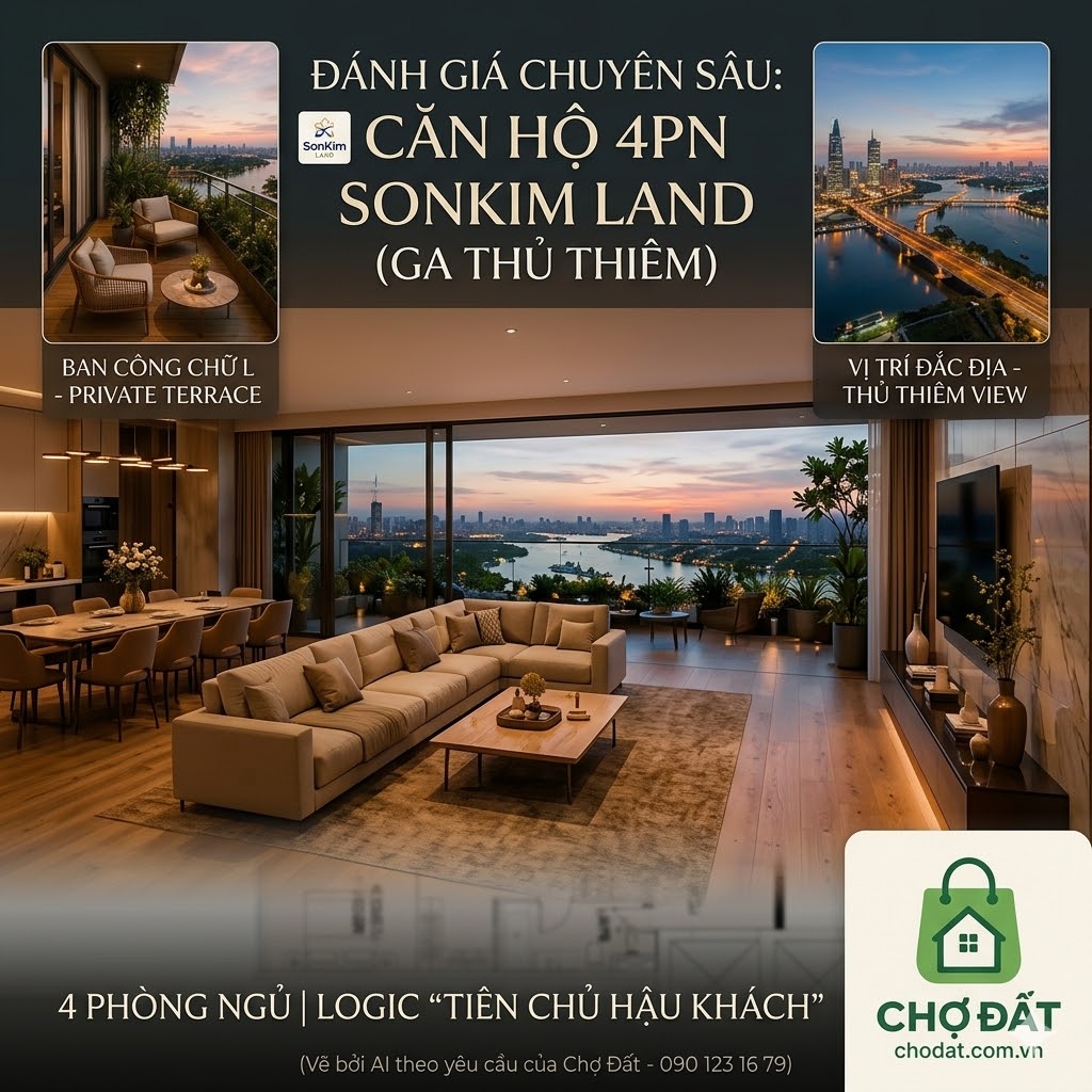 Bản vẽ tham khảo căn hộ 4 phòng ngủ Sơn Kim Land Ga Thủ Thiêm có gì đặc biệt? Khám phá tư duy thiết kế Tiên chủ hậu khách cùng chodat.com.vn. Xem ngay!