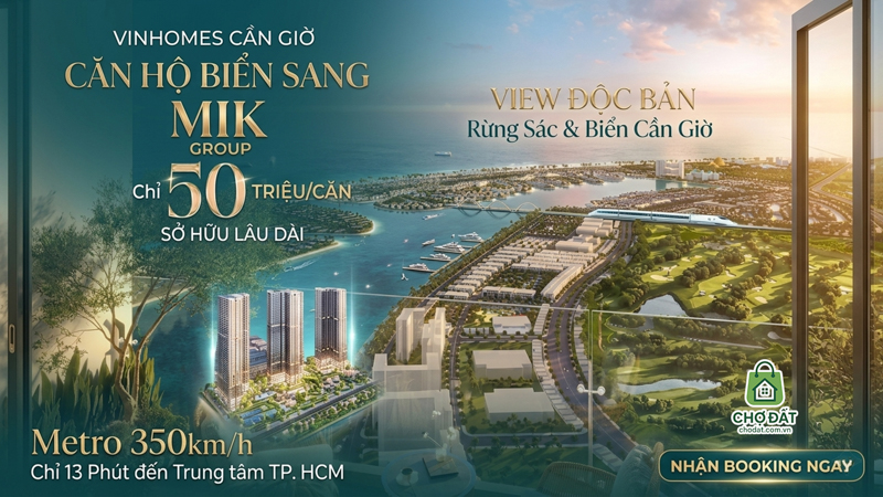 Nhận booking Căn hộ biển nghỉ dưỡng Vinhomes Green Paradise Cần Giờ - Siêu phẩm MIK chỉ 50 triệu/căn