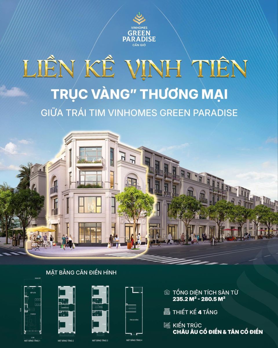 Nhà phố biển liền kề Vịnh Tiên - Vinhomes Green Paradise Cần Giờ