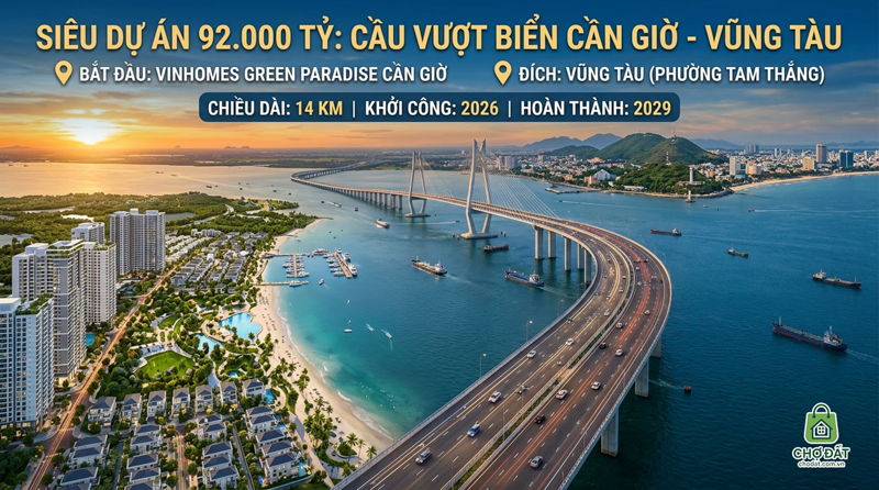Siêu Dự Án Cầu Vượt Biển Cần Giờ – Vũng Tàu 92.000 Tỷ: Đòn Bẩy Kim Cương Cho Vinhomes Green Paradise