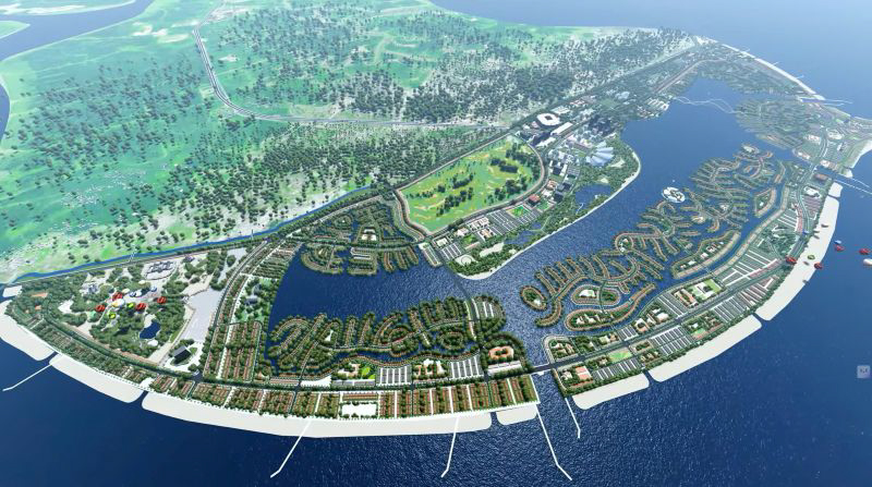 Hình ảnh phối cảnh Vinhomes Green Paradise – siêu đô thị đảo Cần Giờ. Dự án có quy mô 2.870 ha với tầm nhìn ESG, dân số 230.000 người