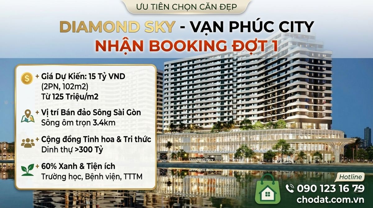 Nhận booking Căn hộ Diamond Sky - Vạn Phúc City chỉ 100 triệu / căn : Phân khúc hạng sang đỉnh cao QL13