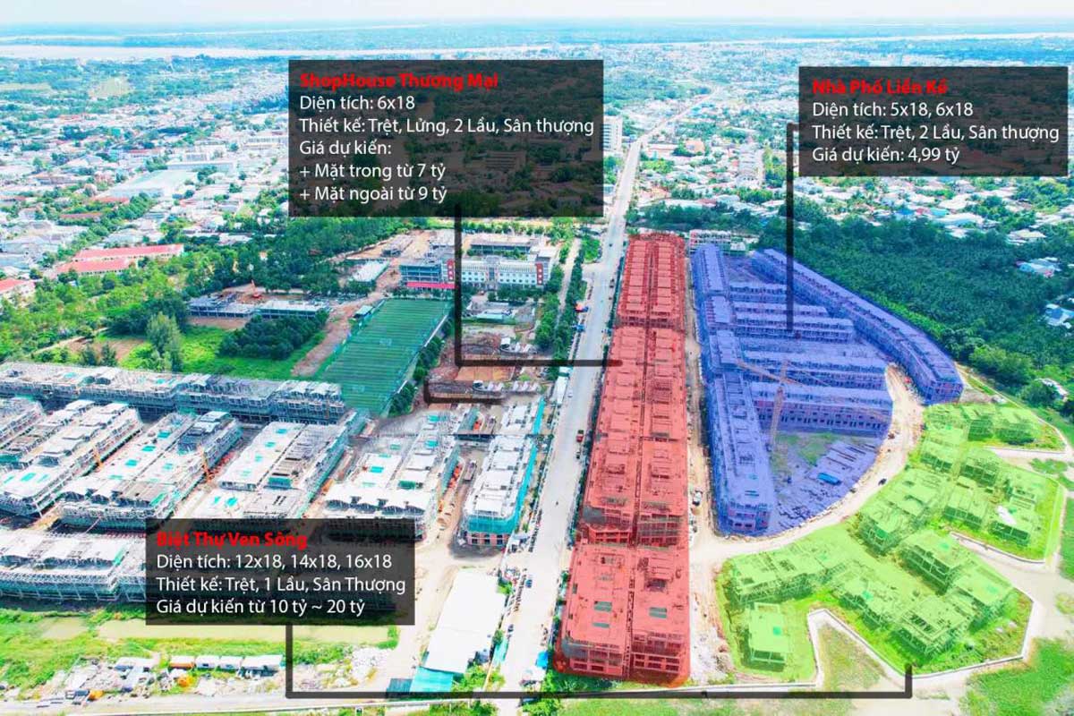 Giá bán Nhà phố - Biệt thự - Shophouse liền kề Khu đô thị T&T Tam Đa Vĩnh Long