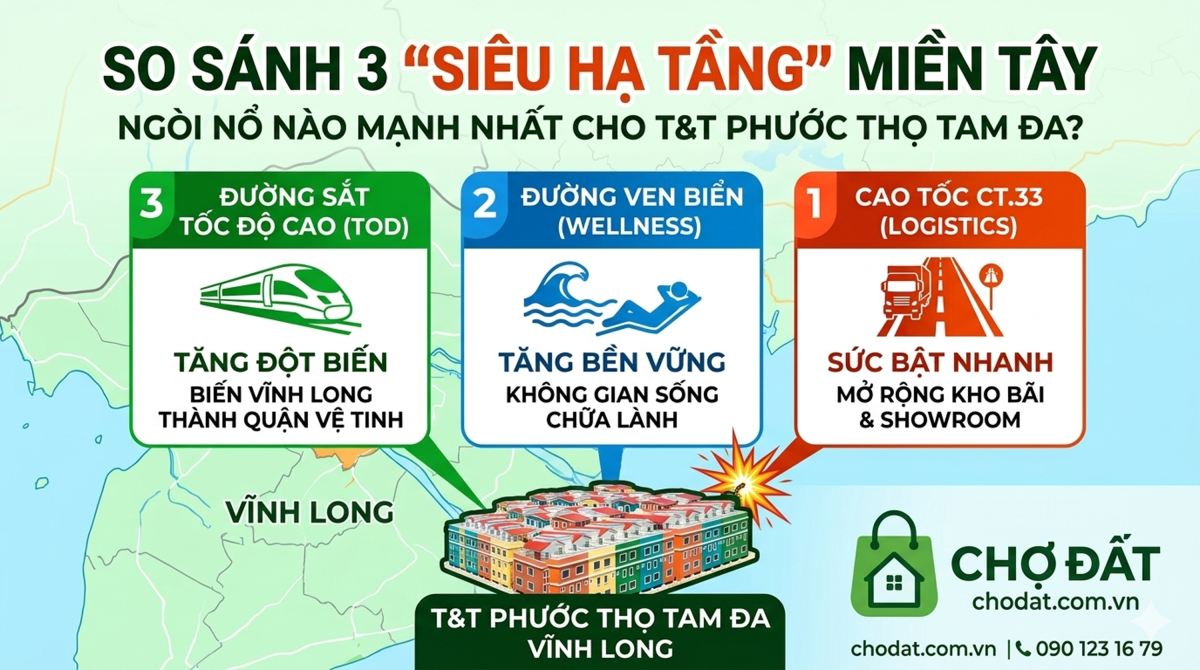 So Sánh Top 3 Siêu Hạ Tầng Miền Tây: Đâu Là Ngòi Nổ Mạnh Nhất Cho T&T Phước Thọ Tam Đa Vĩnh Long?