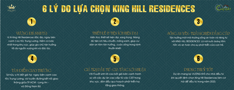 Top 6 lý do lựa chọn  dự án Đất nền King Hill Residences Bến Lức Long An - Chợ Đất