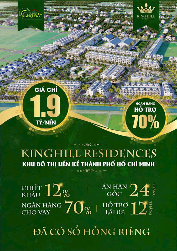 Giá bán thanh toán dự án Đất nền King Hill Residences Bến Lức Long An - Chợ Đất