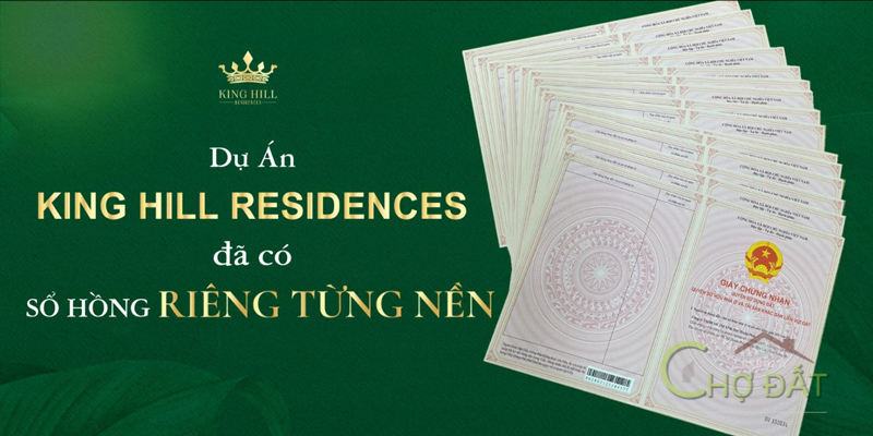 Pháp lý  sổ hồng trao tay dự án Đất nền King Hill Residences Bến Lức Long An - Chợ Đất