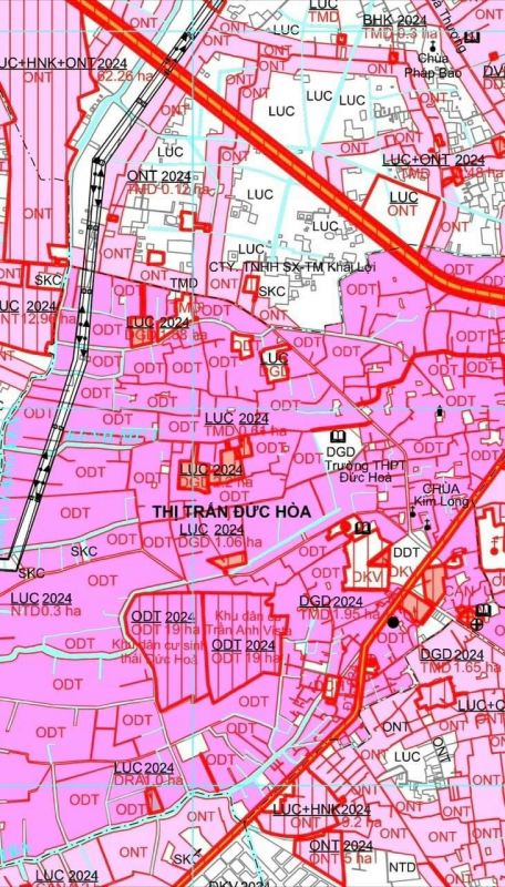 Bảng chuyển mục đích sử dụng đất tại Huyện Đức Hoà - Long An năm 2024