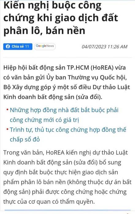 KIẾN NGHỊ KHÔNG CẦN THIẾT CỦA HOREA VÀ NGUYÊN NHÂN CỦA VIỆC MẤT TIỀN KHI GIAO DỊCH BẤT ĐỘNG SẢN