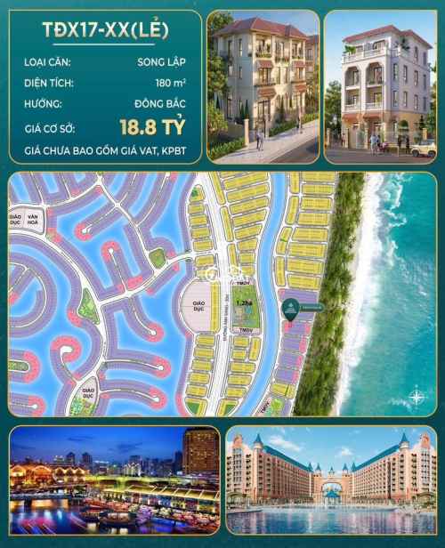 Biệt thự biển Vinhomes Green Paradise Cần Giờ - Song lập 180m2 giá tốt