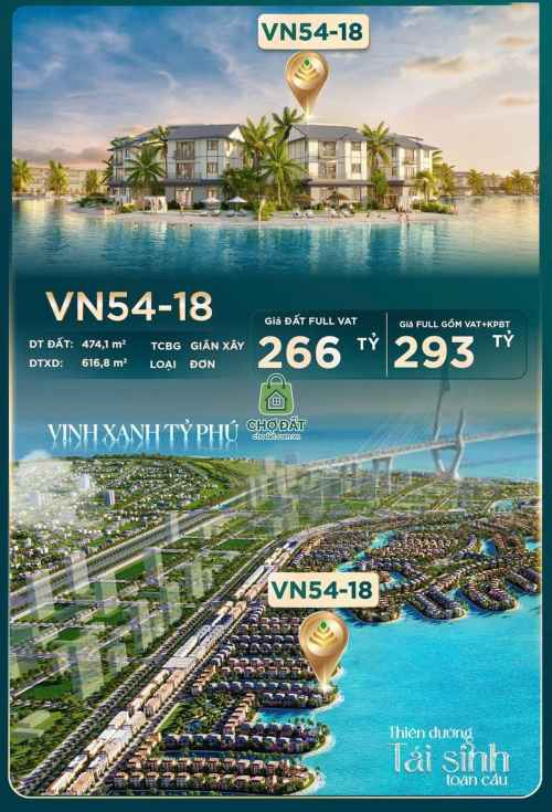 Biệt thự biển đảo Cần Giờ Vinhomes Green Paradise VN54-18 giá 293 tỷ