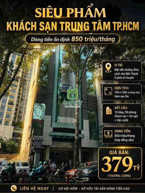 Bán khách sạn 59 phòng mặt tiền Trần Hưng Đạo Quận 5 giá 379 tỷ