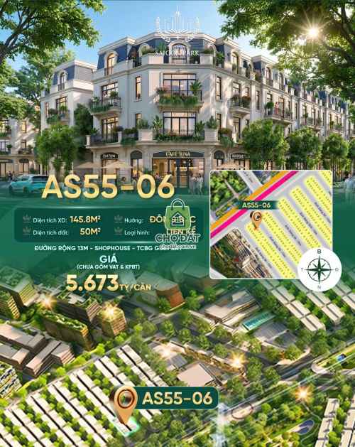 Nhà phố AS55-06 Vinhomes Saigon Park Hóc Môn chỉ 5.6 tỷ đầu tư cực tốt