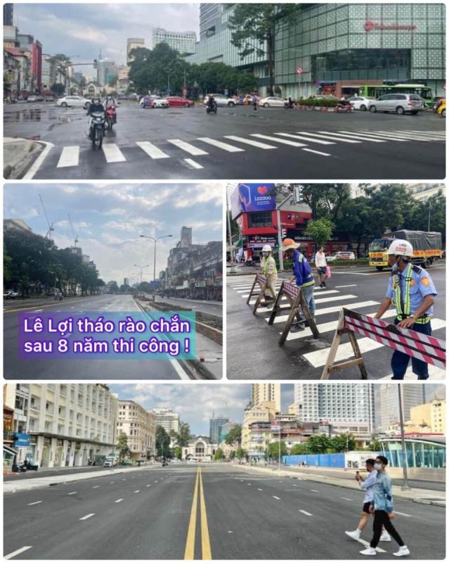 Đường Lê Lợi Quận 1 TPHCM cuối cùng đã được tháo rào chắn để thông xe sau 8 năm thi công
