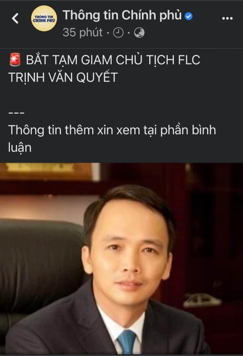 Chủ tịch FLC Trịnh Văn Quyết bị bắt tạm giam 29/3/2022