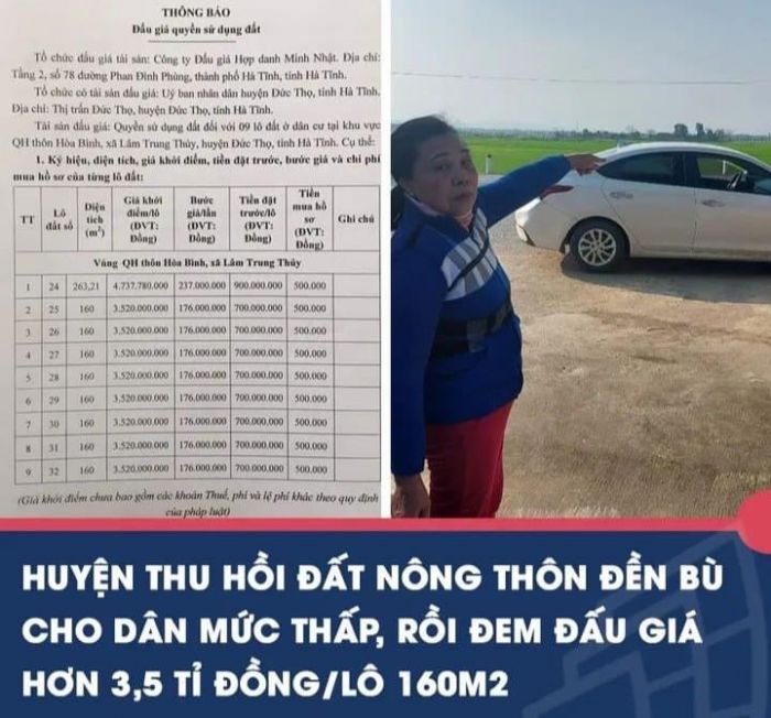 Huyện thu hồi đất nông thôn mức thấp rồi đem đấu giá cao !!!