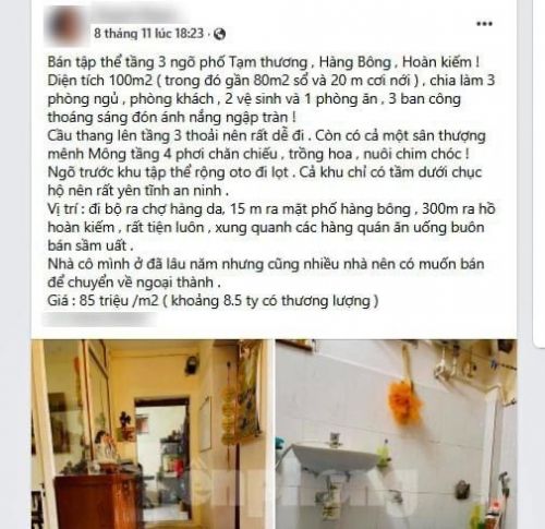 Căn hộ tập thể cũ ở Hà Nội rao bán gần 9 tỷ đồng gây xôn xao